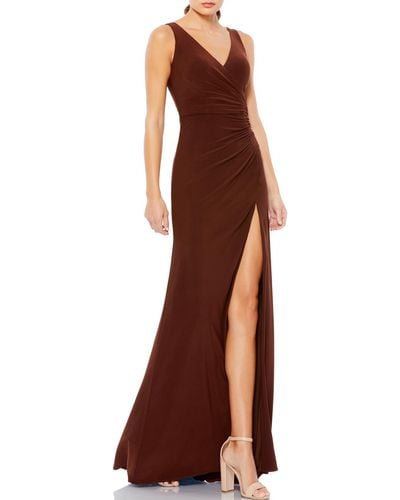 Ieena for Mac Duggal Sleeveless Maxi Evening Dress - Brown