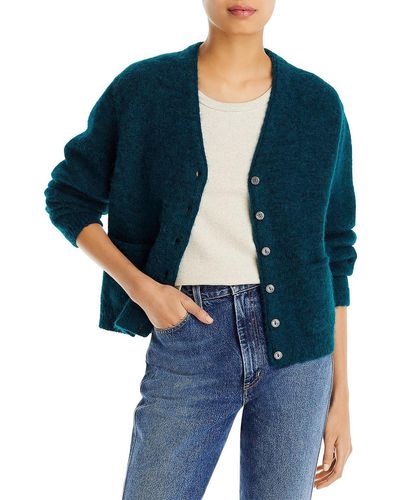RE/DONE Alpaca Blend Long Sleeves Cardigan Sweater - Blue