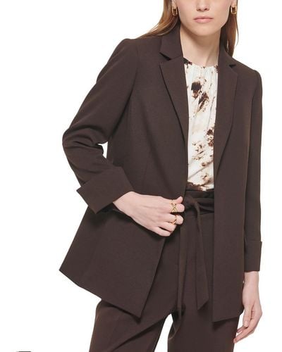 Calvin Klein Petites Notch Collar Suit Separate Open-front Blazer - Black