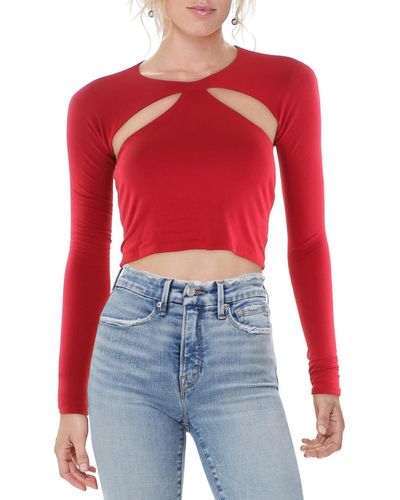 SER.O.YA Keyhole Open Back Pullover Top - Red