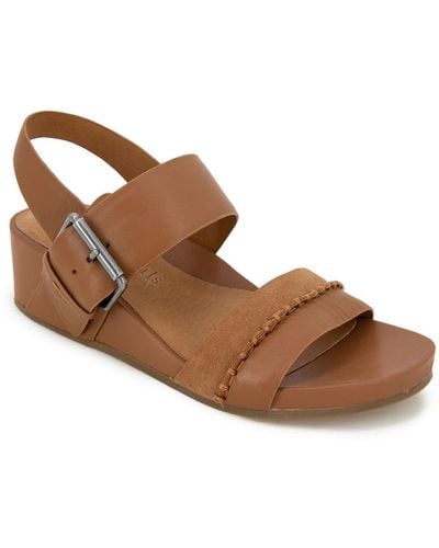 Gentle Souls Giulia Leather Slip On Wedge Sandals - Brown
