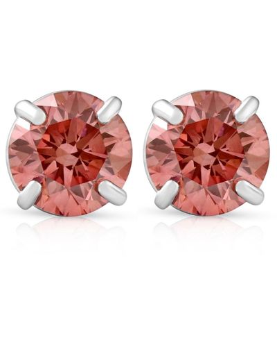 Pompeii3 1/2ct Pink Lab Grown Diamond Screw Back Studs Earrings - Red