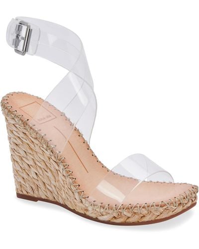 Dolce Vita Nezza Leather Ankle Strap Wedge Sandals - Natural