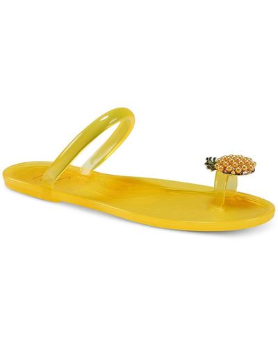 INC Loren Toe-loop Solid Jelly Sandals - Yellow