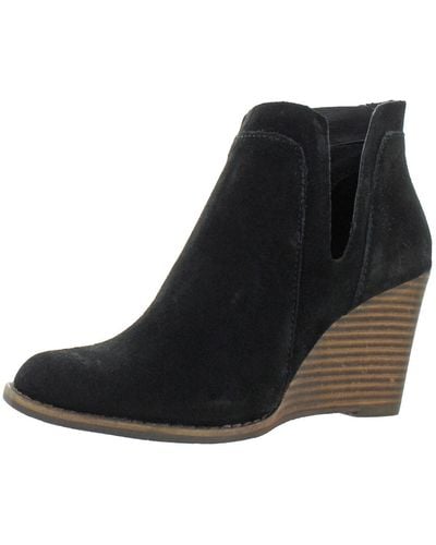 Lucky Brand Yabba Suede Ankle Wedge Boots - Black