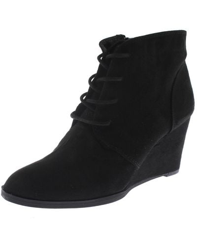 American Rag Baylie Faux Suede Ankle Wedge Boots - Black