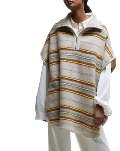 Closed Turtleneck Poncho - Natural