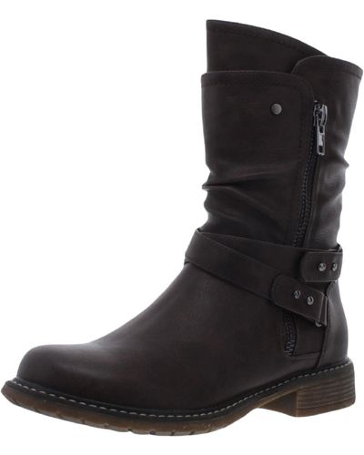 Gc Shoes Brandy Ruched Round Toe Mid-calf Boots - Black