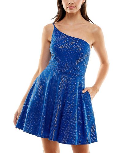 City Studios Juniors Shimmer Mini Fit & Flare Dress - Blue