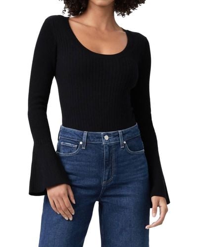 PAIGE Mimi Bell Sleeve Sweater Bodysuit - Black
