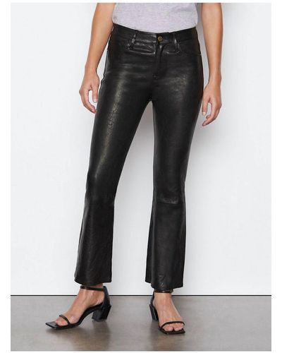 FRAME Le Crop Mini Boot Leather Pants - Black