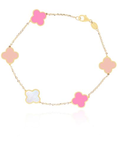 The Lovery Small Mixed Clover Bracelet - Pink