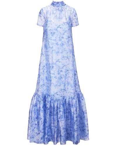STAUD Calluna Floor Length Dress Gown - Blue