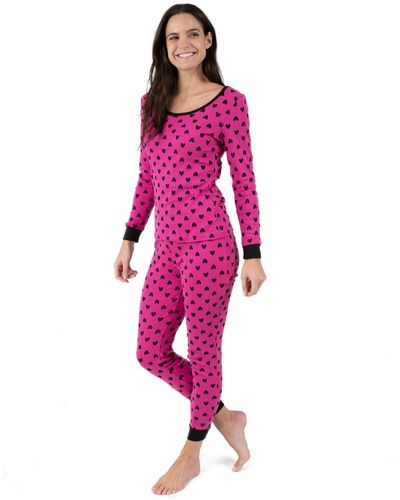 Leveret Two Piece Cotton Pajamas Hearts - Pink