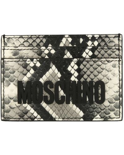 Moschino Snakeskin Print Logo Card Holder - Black