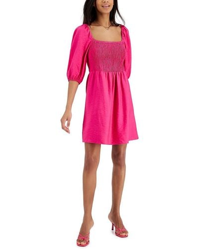 BarIII Smocked Knee-length Shift Dress - Pink