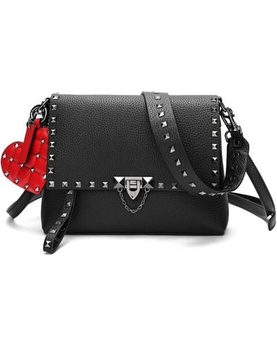 Tiffany & Fred Studded Top-grain Leather Shoulder Bag - Black