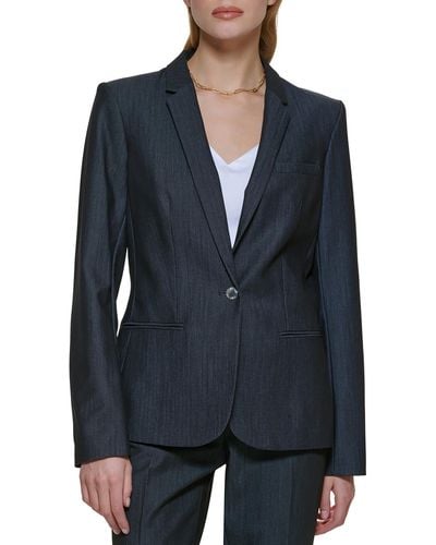 Calvin Klein Woven Long Sleeves One-button Blazer - Blue