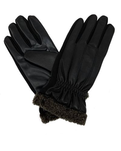Isotoner Signature Smarttouch Dress Faux Fur Cuff Gloves - Black