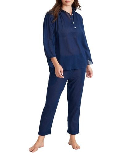 Papinelle Emma Cotton Woven Pajama Set - Blue