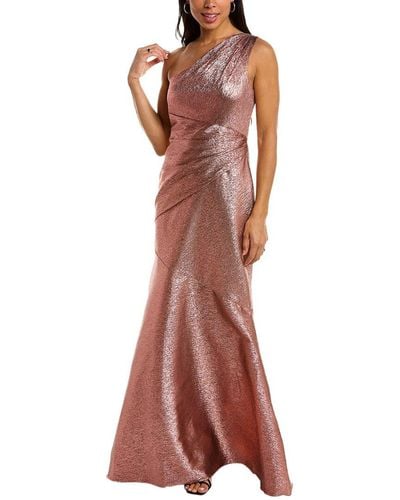 THEIA Ruched Silk-blend Gown - Red