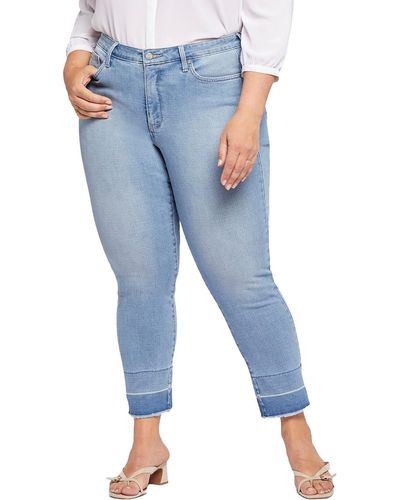NYDJ Plus Sheri Slim Lift Tuck Technology Raw Hem Ankle Jeans - Blue