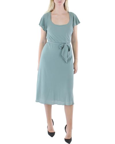 Lauren by Ralph Lauren Belted Calf Midi Dress - Blue