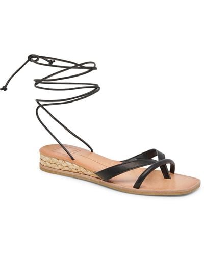 Dolce Vita Prax Leather Wedge Heel Thong Sandals - White