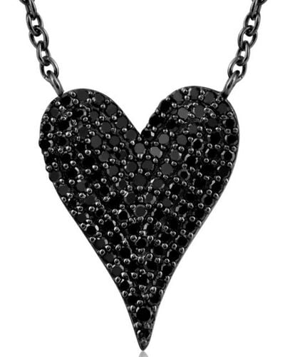 Pompeii3 5/8ct Black Diamond Pave Heart Pendant Necklace In Black 21mm Tall