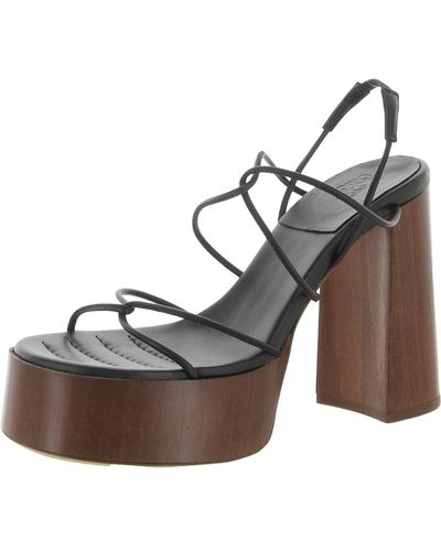 GIA RHW Rosie 28 Leather Strappy Platform Sandals - Brown