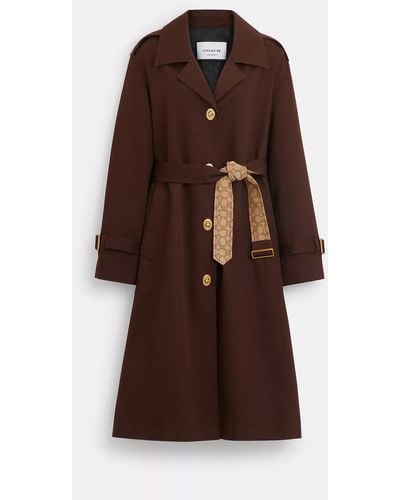 COACH Turnlock Trench With Signature Details - Brown