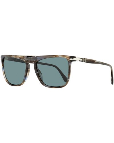 Persol Rectangular Sunglasses Po3225s Striped Blue 56mm - Black