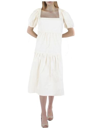 Astr Ilana Cotton Knee Midi Dress - White