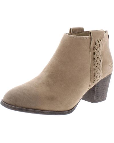 Billabong In The Deets Faux Suede Round Toe Booties - Natural