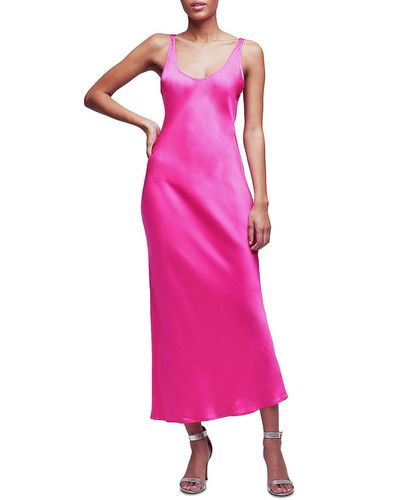 L'Agence Shimmer Maxi Slip Dress - Pink