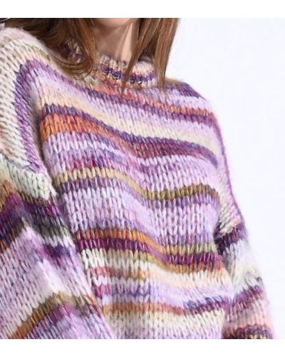 Molly Bracken Ladies Baily Chunky Knit Sweater - Purple