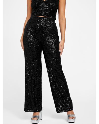 Guess Factory Holly Palazzo Sequin Pants - Black