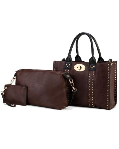 MKF Collection by Mia K Elissa 3 Pc Set Satchel Handbag - Brown