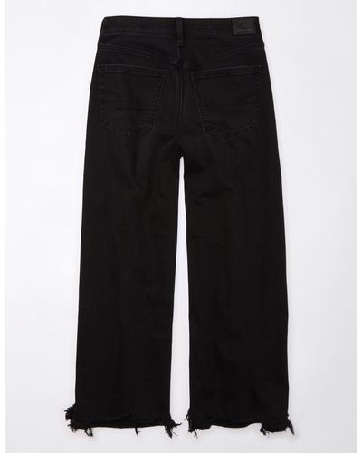 American Eagle Outfitters Ae Strigid Super High-waisted baggy Wide-leg Ankle Jean - Black