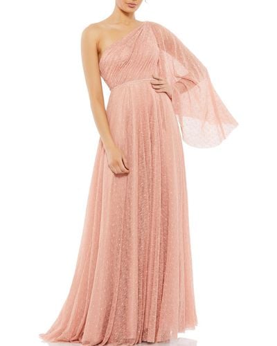 Mac Duggal Cape Sleeve Maxi Evening Dress - Pink