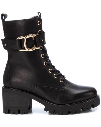 Xti Leather Booties - Black