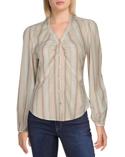 Joe's Jeans Striped Button Up Blouse - Natural