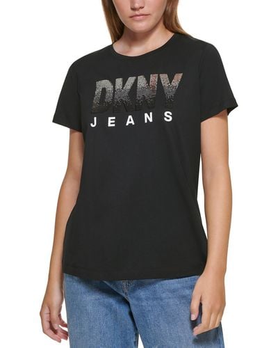 DKNY Sequined Ombre T-shirt - Black