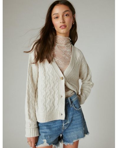Lucky Brand Cozy Cable Stitch Cardigan - Blue