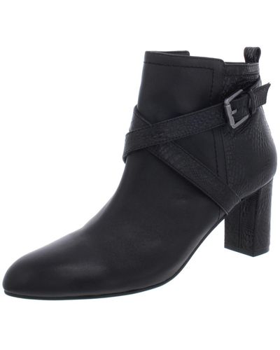 David Tate Inspire Leather Embossed Ankle Boots - Black
