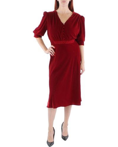 Lauren by Ralph Lauren Velvet Long Maxi Dress - Red