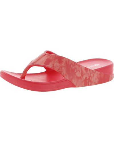 Bzees Villa Print Slip On Thong Flip-flops - Red