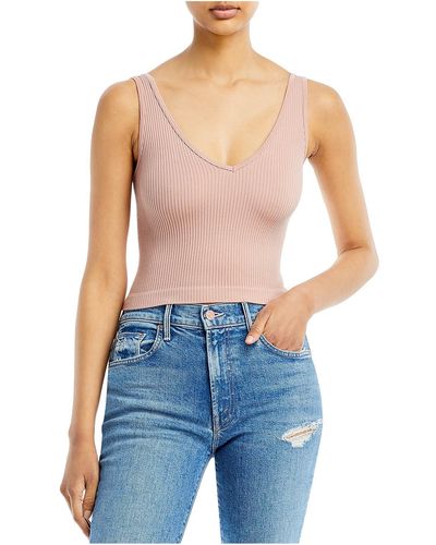 Free People Ribbed Sleeveless Crop Top - Blue