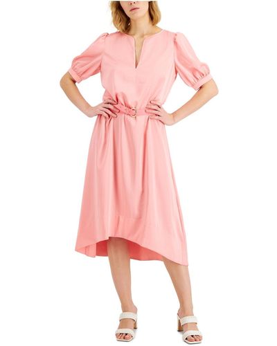 Donna Karan Split-neck Hi-low Midi Dress - Pink