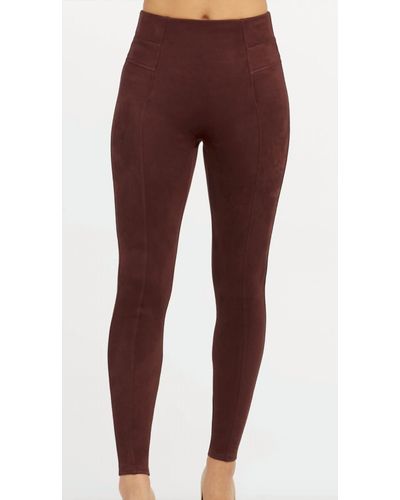 Spanx Faux Suede Leggings - Red